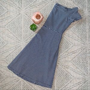 off the shoulder striped dress